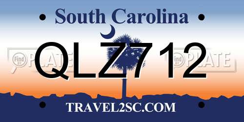 QLZ712 South Carolina License Plate