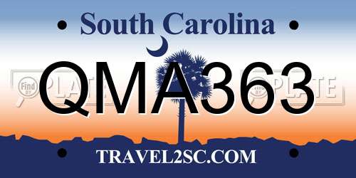 QMA363 South Carolina License Plate