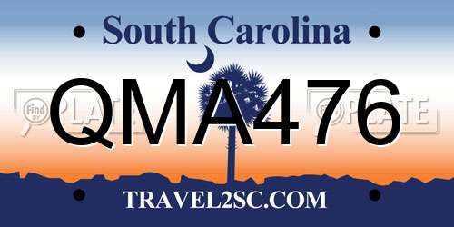 QMA476 South Carolina License Plate