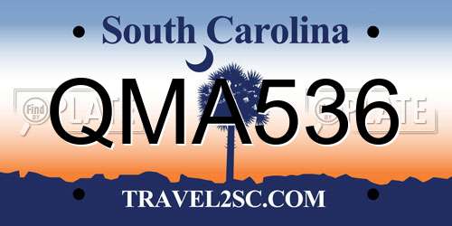 QMA536 South Carolina License Plate