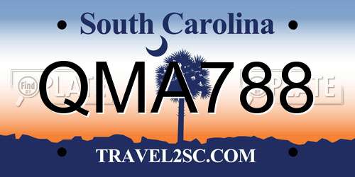 QMA788 South Carolina License Plate