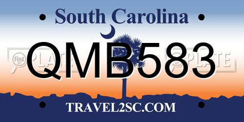 QMB583 South Carolina License Plate