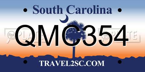 QMC354 South Carolina License Plate