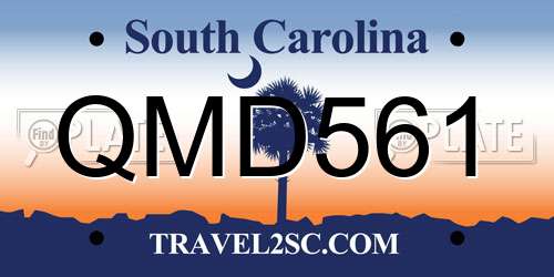 QMD561 South Carolina License Plate