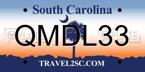 QMDL33 South Carolina License Plate