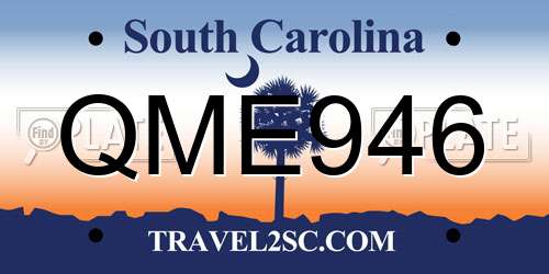 QME946 South Carolina License Plate