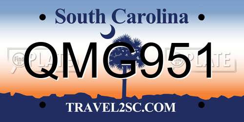QMG951 South Carolina License Plate