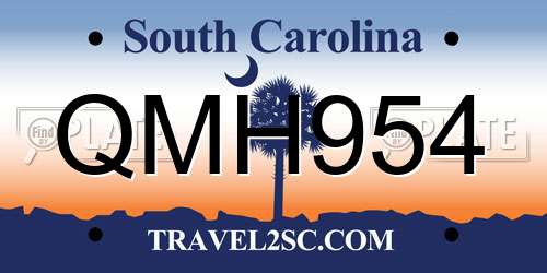 QMH954 South Carolina License Plate