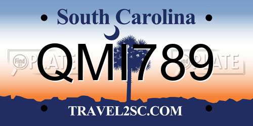 QMI789 South Carolina License Plate