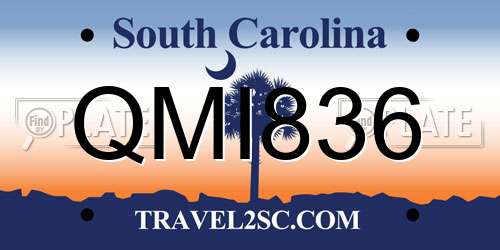 QMI836 South Carolina License Plate