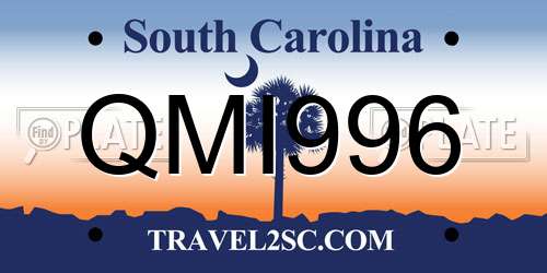 QMI996 South Carolina License Plate