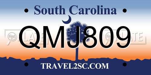 QMJ809 South Carolina License Plate