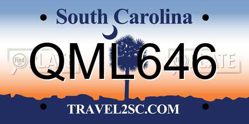 QML646 South Carolina License Plate