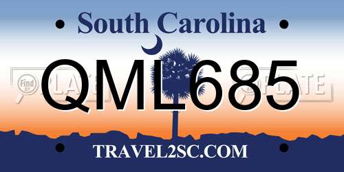 QML685 South Carolina License Plate