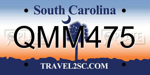 QMM475 South Carolina License Plate