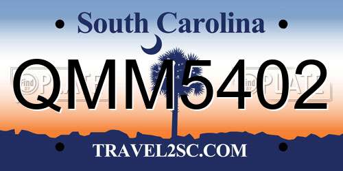 QMM5402 South Carolina License Plate
