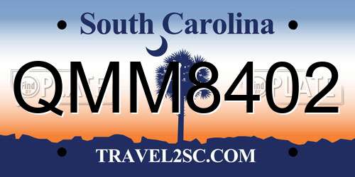QMM8402 South Carolina License Plate