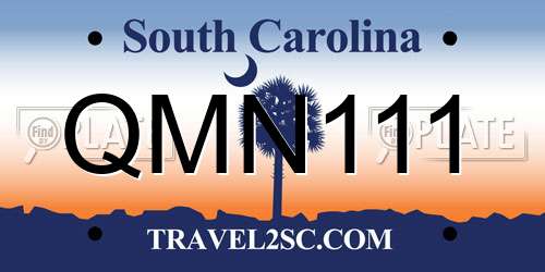 QMN111 South Carolina License Plate
