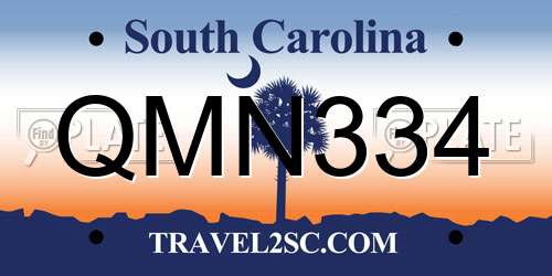 QMN334 South Carolina License Plate