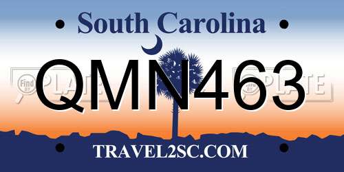 QMN463 South Carolina License Plate