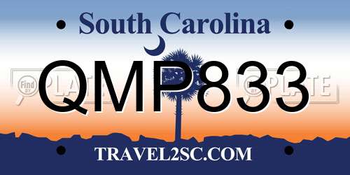 QMP833 South Carolina License Plate