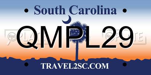 QMPL29 South Carolina License Plate