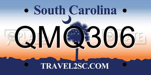 QMQ306 South Carolina License Plate
