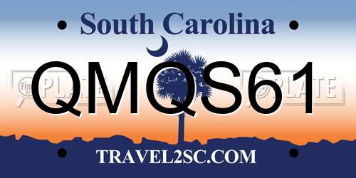 QMQS61 South Carolina License Plate