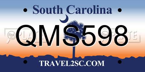 QMS598 South Carolina License Plate