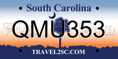 QMU353 South Carolina License Plate