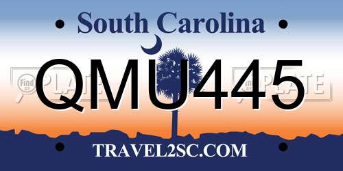 QMU445 South Carolina License Plate