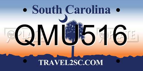 QMU516 South Carolina License Plate