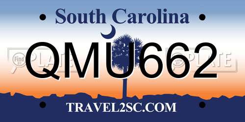 QMU662 South Carolina License Plate