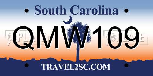 QMW109 South Carolina License Plate