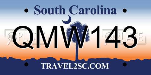 QMW143 South Carolina License Plate
