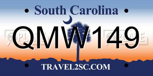 QMW149 South Carolina License Plate