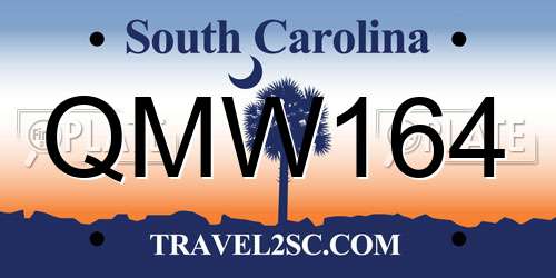 QMW164 South Carolina License Plate