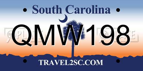QMW198 South Carolina License Plate