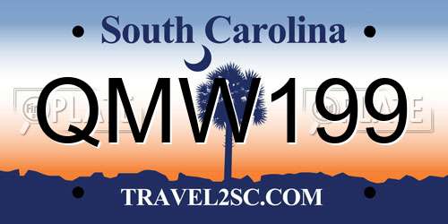 QMW199 South Carolina License Plate