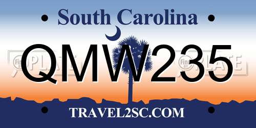 QMW235 South Carolina License Plate