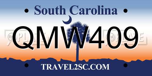 QMW409 South Carolina License Plate