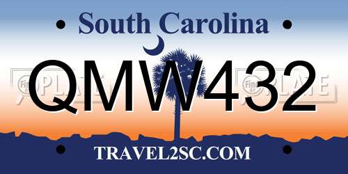 QMW432 South Carolina License Plate