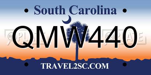QMW440 South Carolina License Plate