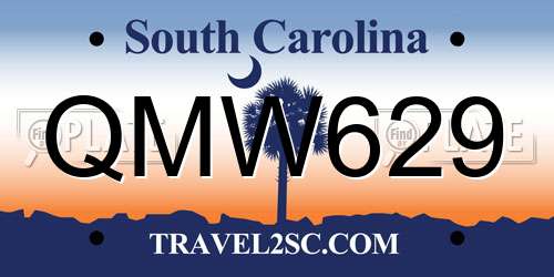 QMW629 South Carolina License Plate