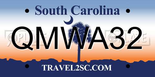 QMWA32 South Carolina License Plate