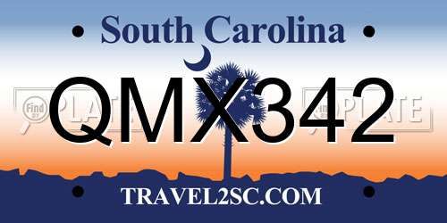 QMX342 South Carolina License Plate