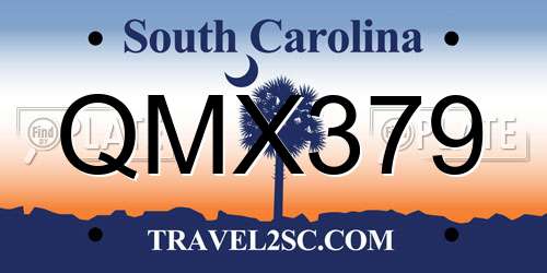 QMX379 South Carolina License Plate