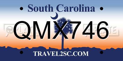 QMX746 South Carolina License Plate