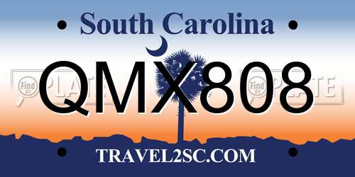 QMX808 South Carolina License Plate