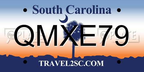 QMXE79 South Carolina License Plate